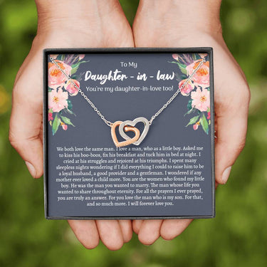 To My Daughter In Law Interlocking Hearts Necklace (Mahogany) - Love You This Much
